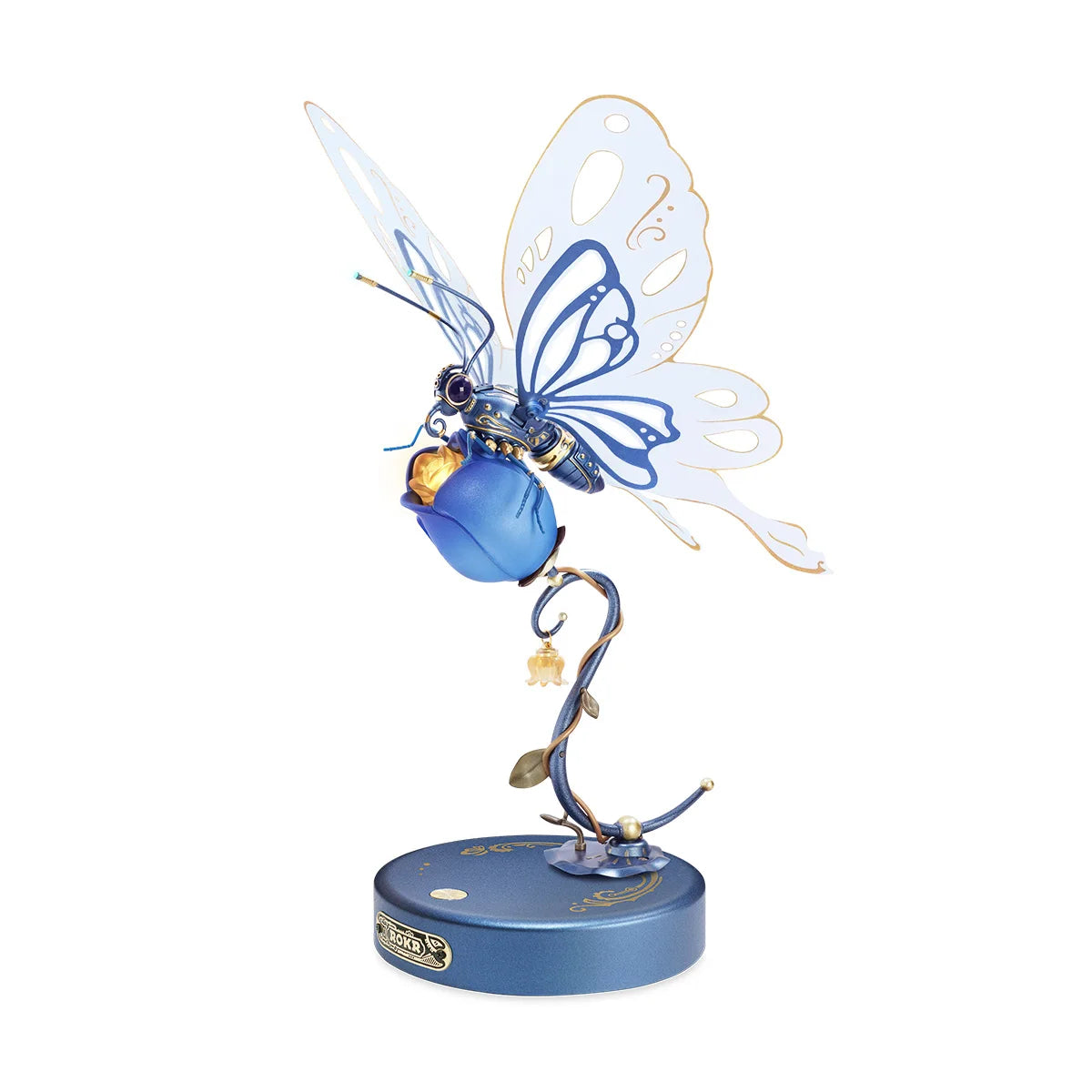 Robotime ROKR Butterfly DIY Mechanical 3D Puzzle Toys for Gifts Bionic Butterfly Wings Golden Lighting Rose Exquisite Texture