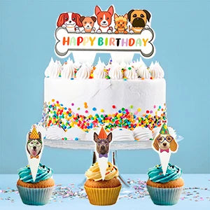 Puppy Birthday Party Supplies for Kids,159pcs Birthday Party Supplies&Tableware Set Dog Party Plates Cups Napkins Banner Balloon