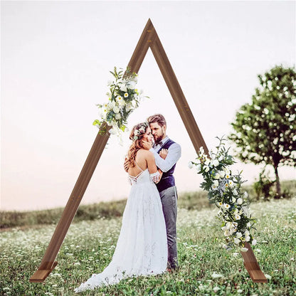 10.2FT Tall Rustic Triangle Wedding Arch Thicken Wooden Backdrop Stand Frame for Garden Wedding Ceremony Decorations