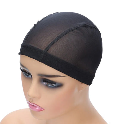 Wig Cap Mesh Bald Cap for Wigs Making 6 Pcs/Lot Stretchable Weaving Net Cap with Wide Elastic Band Black Color S/M/L Size