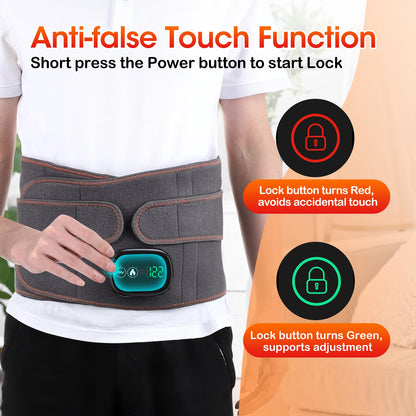 Electric Heating Belt Waist Massager Vibration Red Light Hot Compress Physiotherapy Lumbar Back Support Brace Pain Relief Tools