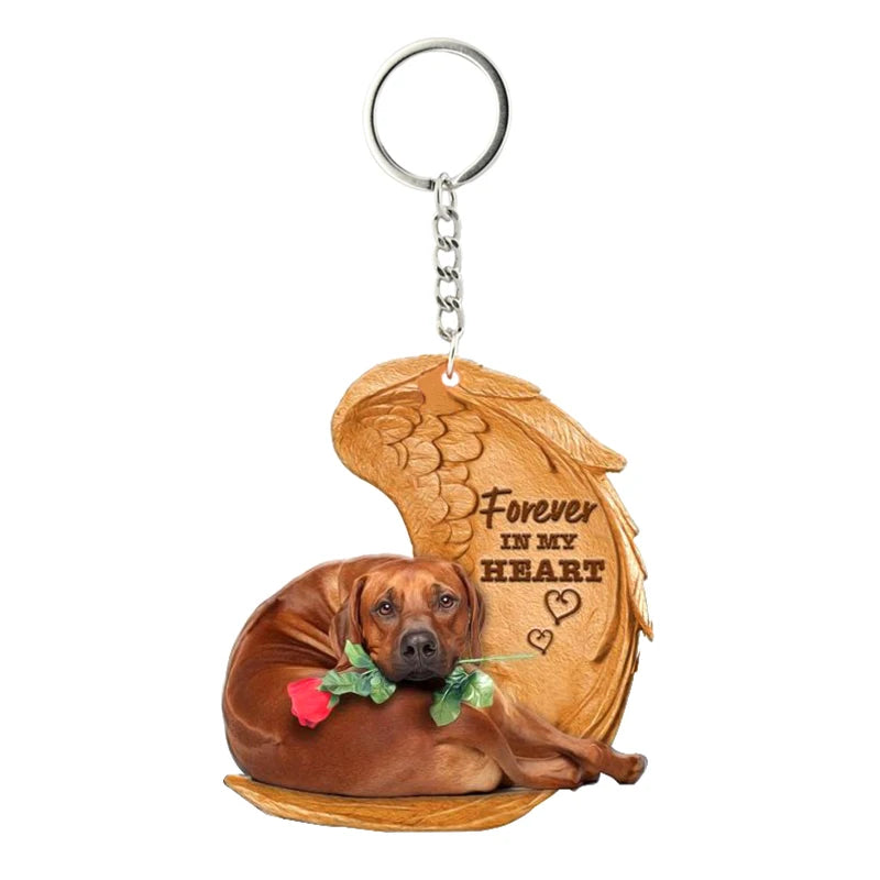 1 Piece 23 Style Dog Forever In My Heart  Angel Pendant Bag Key Chains Car Keychain Keyring  Pet Jewelry Gift For Women Girls