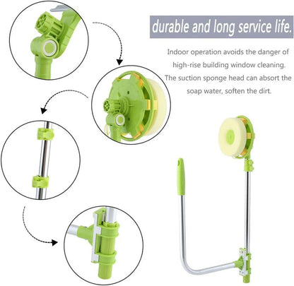 Window Squeegee Cleaner, Glass Dust High-Rise Window Cleaning Brush, Telescopic Pole, 2 in 1 Sponge Squeegee Equipment