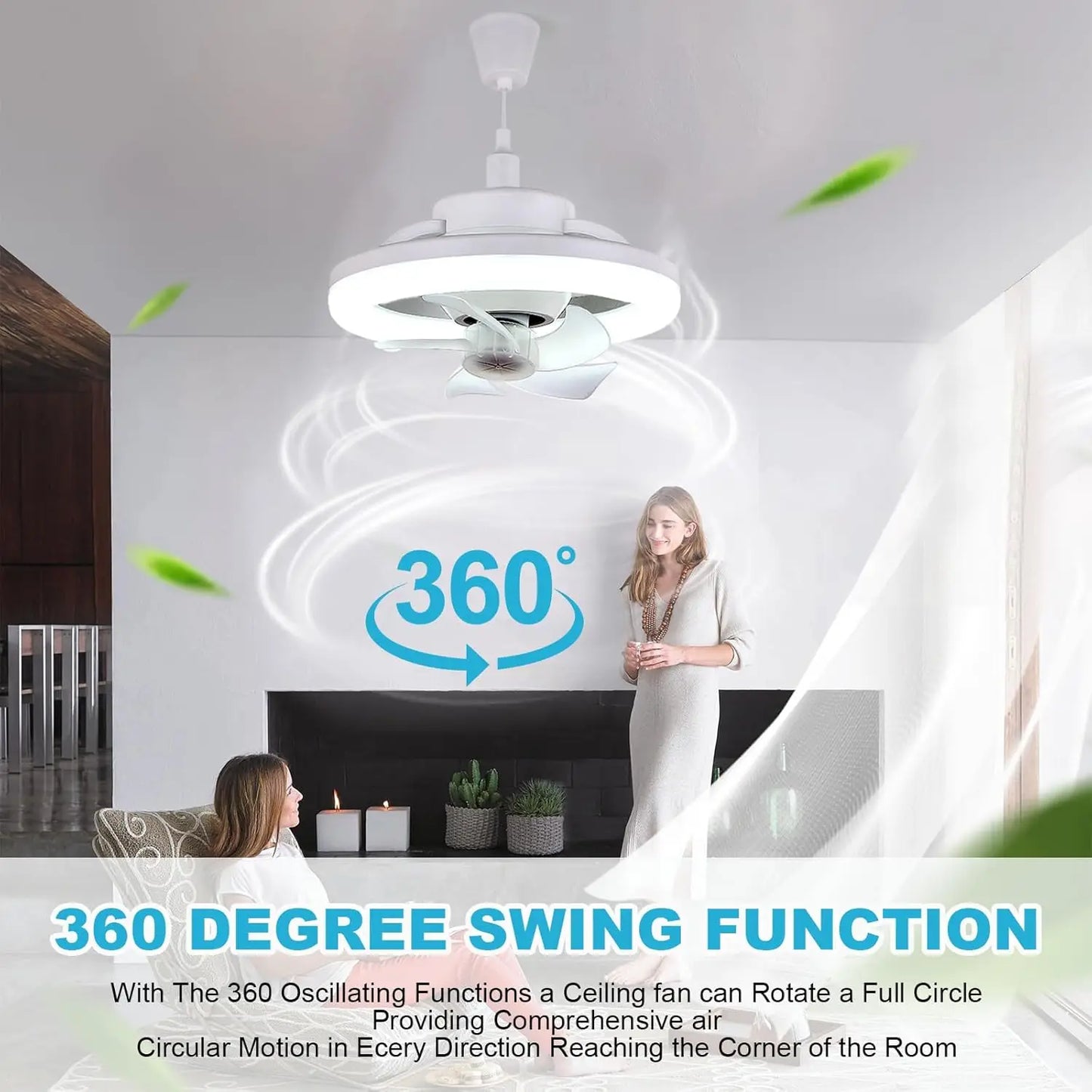 48W Ceiling Fan with Lights and Remote, LED Fan Light Dimmable, 3 Speeds 2 Colors LED Low Profile Energy-Efficient Ideal Bedroom