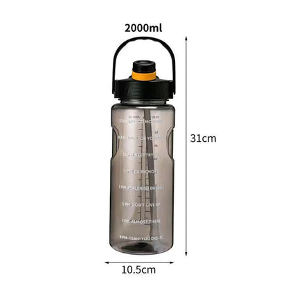 1.5 L/2L/3L Bottled Large Capacity Sports Water Cup Leak-proof With Straw Plastic And Time Stamp For Home Outdoor Sports