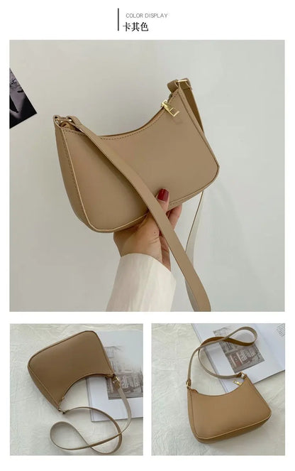 Women's Bag 2022 Trend Handbags Female Handbags Retro Solid Color PU Leather Shoulder Underarm Bag Ladies Shopper Hobos Bag