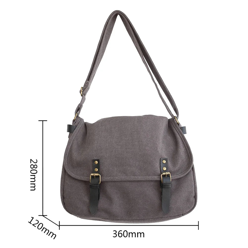 Unisex Solid Color Canvas Messenger Bag Large Capacity Crossbody Bag Perfect for Travel Work School and Gifting