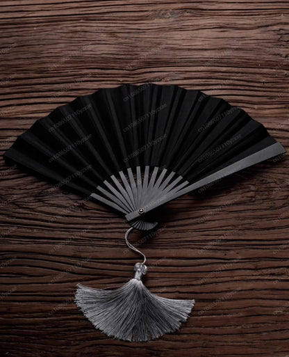 Nine-Inch Daya Titanium Alloy Folding Fan Crafts Antique Portable Xuan Paper Self-Defense Custom Steel Rib Fan Flesh Eater