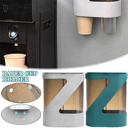 Wall Mounted Disposable Paper Cup Holder Punch-free Dustproof Cup Dispenser Automatic Cup Remover Cup Storage Rack