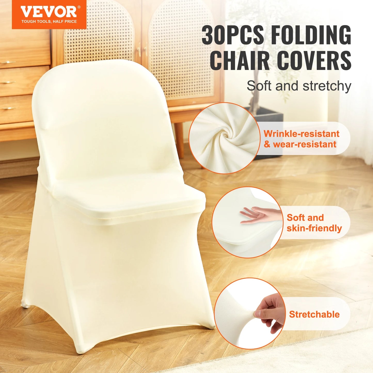 VEVOR 30/50pcs Spandex Wedding Chair Seat Cover Washable Protective Slipcovers for Wedding Holiday Banquet Universal Chair Cover