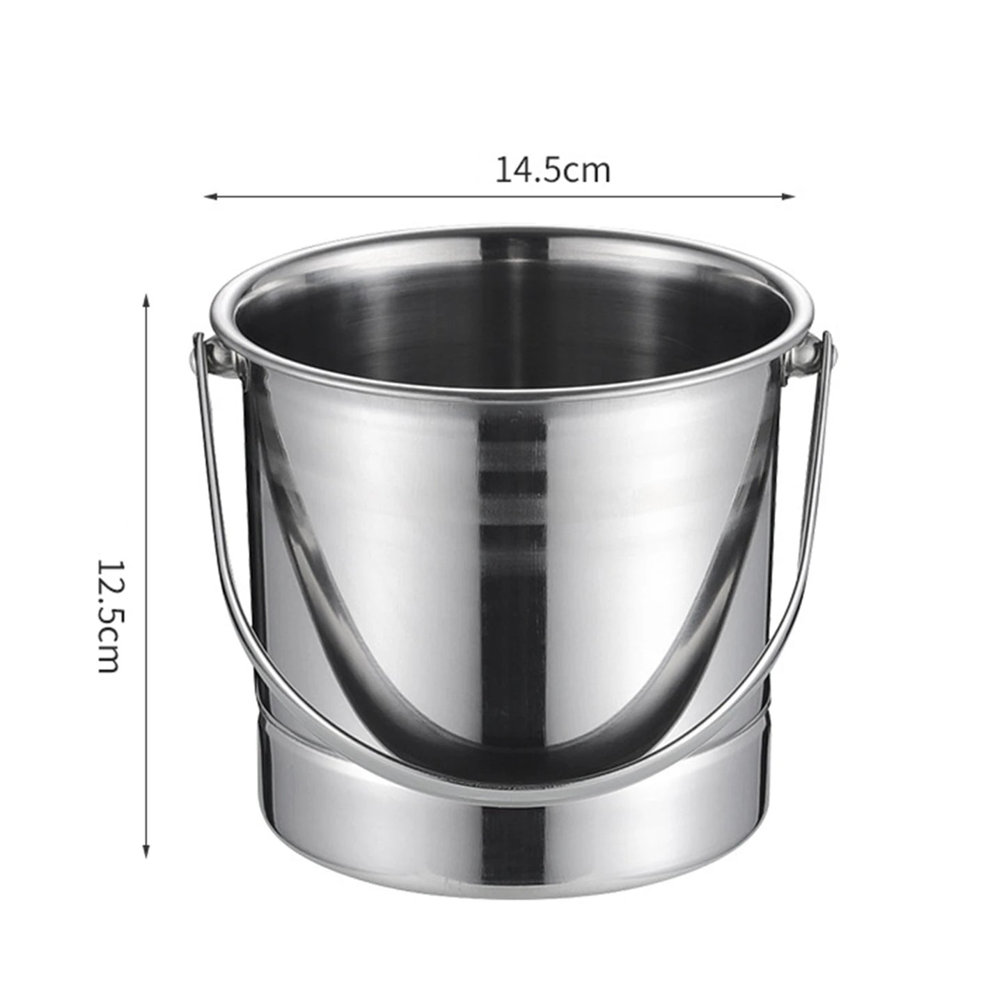 1L Stainless Steel Ice Bucket with Ice Clip 12.5cm Ice Bucket Ice Barrel with Clamp BBQ Camping Ice Cube Container for Party Bar