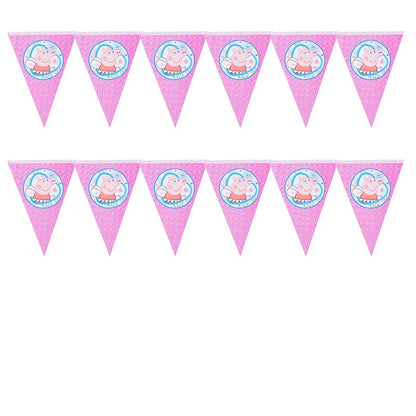 Peppa Pig Birthday Party Decoration Banner Cartoon George Page Balloons Paper Plates Disposable Tableware Decor Background