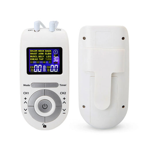 Portable Dual-Channel TENS&EMS Device Pulse Massager Muscle Stimulator Unit 12 Massage Modes 40 Strength Levels Adjustable Timer