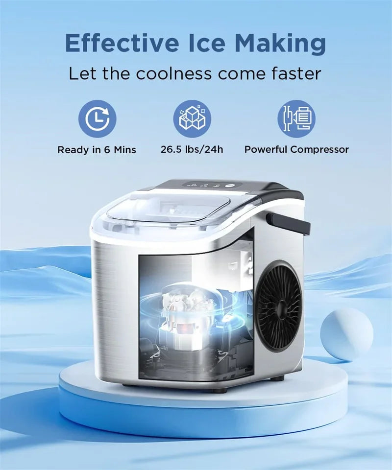 Ice Maker Electric Bullet Cylindrical Ice Maker Machine Automatic Household Mini Ice Machine for Milk Tea Shop Kitchen Office