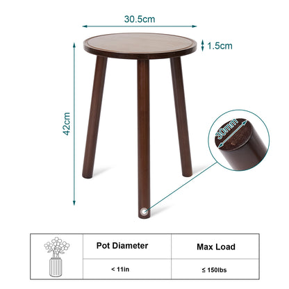 Small Round End Table Wood Plant Stand, Flower Pots Holder, 3-Legs Stool, Furniture for Home, 2Pcs