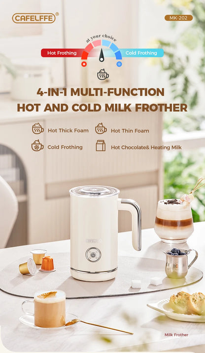 Cafelffe Electric Milk Frother Frothing Foamer Chocolate Mixer Cold/Hot Cappuccino Fully Automatic Milk Warmer home appliance