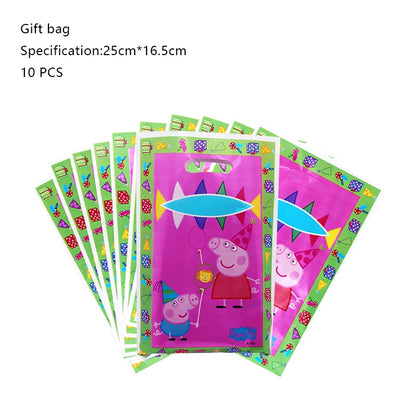 Peppa Pig Birthday Party Decoration Foil Latex Balloon For Kid Event Supplies Banner Backdrop Disposable Tableware Plate Cup