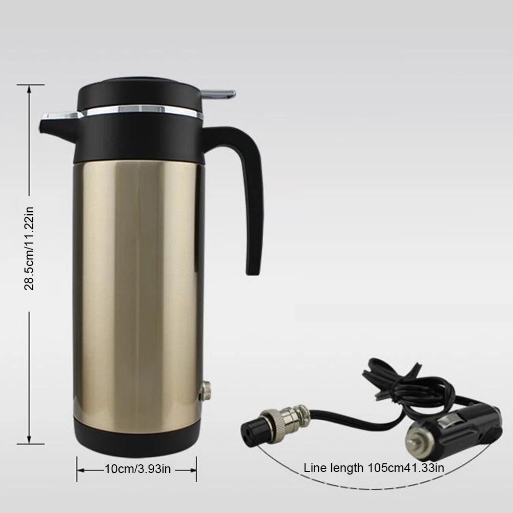 1200 ML Car Hot Kettle Portable Water Heater Leak-Proof Design 12/24 V Travel Electric Kettle Fast Boiling for Coffee Tea Drinks