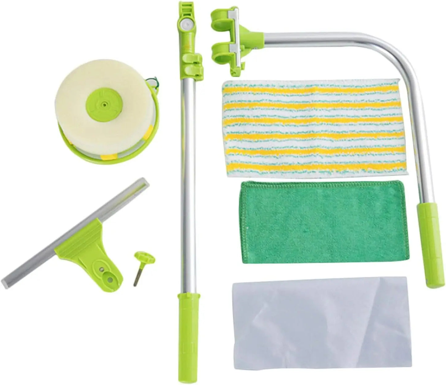 Window Squeegee Cleaner, Glass Dust High-Rise Window Cleaning Brush, Telescopic Pole, 2 in 1 Sponge Squeegee Equipment