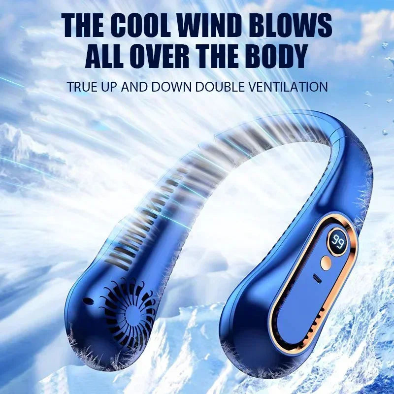 Silent neck hanging fan, strong wind, small fan, portable portable portable air conditioner, mini bladeless lazy fan