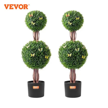 VEVOR Artificial Boxwood Topiary Tree Faux Plant w/ Extra Leaves Pot Small Decoration UV Rated Set for Home Decor Indoor Outdoor