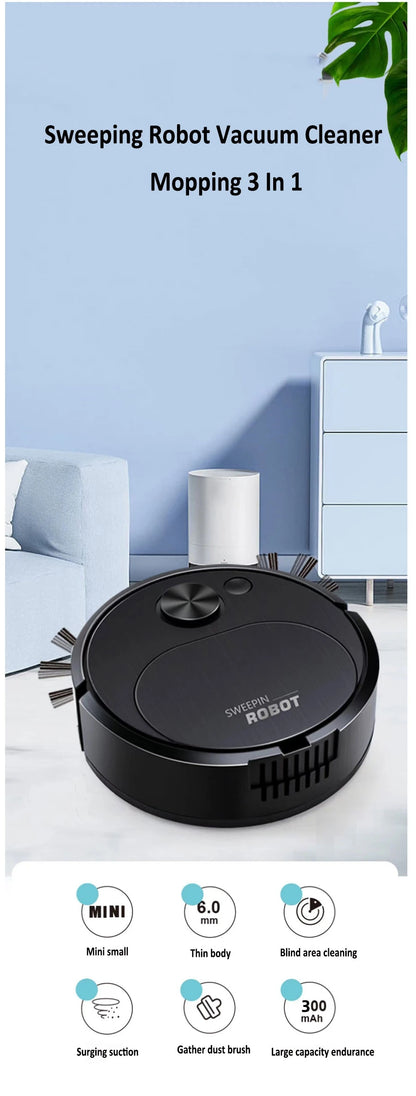 2024 NEW USB Sweeping Robot Vacuum Cleaner Mopping 3 In 1 Smart Wireless 1500Pa Dragging Cleaning Sweep Floor for Home Office