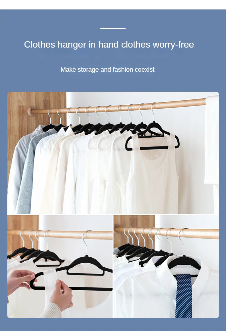 Velvet Non Slip Hangers for Coats,Heavy Duty Black Hangers for Coats,Pants,Dress Clothes,Space Saving Felt Hangers for Clothing