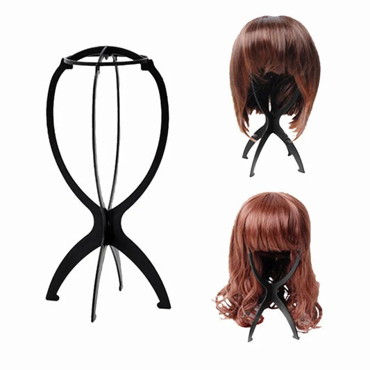 2PCS Folding Wig Stand Plastic Adjustable Portable Hat Display Stand Durable Mannequin Dummy Head Plastic Black, pink, blue