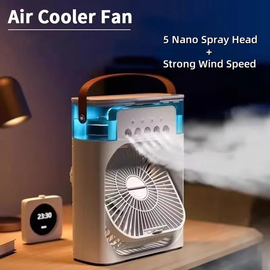 New 3 In 1 Fan AIr Conditioner Household Mini Air Cooler LED Night Light Portable Humidifier Air Adjustment Fan Office Home Fan