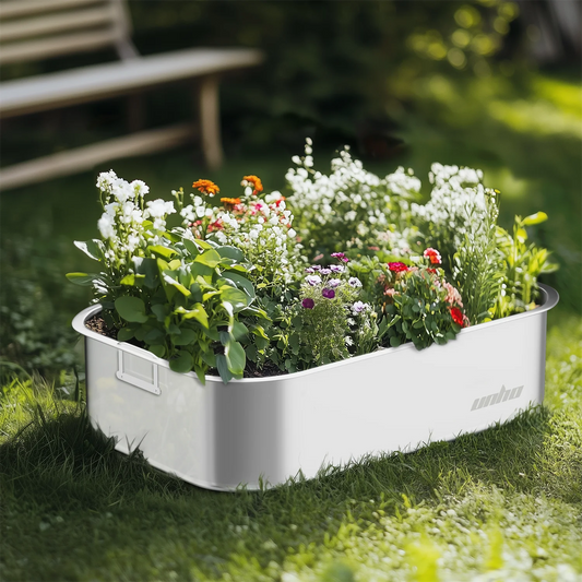 Set of 3 Gardening Plant Box Decks Stainless Steel Outdoor Indoor Plant Bed for Veggies Flower Plants Herbs