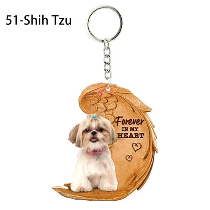 1 Piece 23 Style Dog Forever In My Heart  Angel Pendant Bag Key Chains Car Keychain Keyring  Pet Jewelry Gift For Women Girls