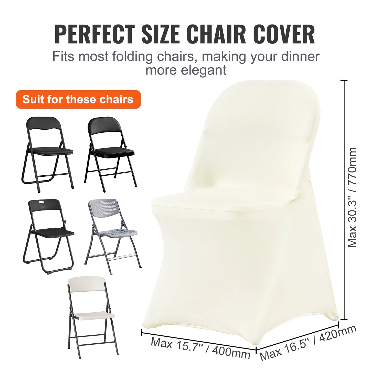 VEVOR 30/50pcs Spandex Wedding Chair Seat Cover Washable Protective Slipcovers for Wedding Holiday Banquet Universal Chair Cover