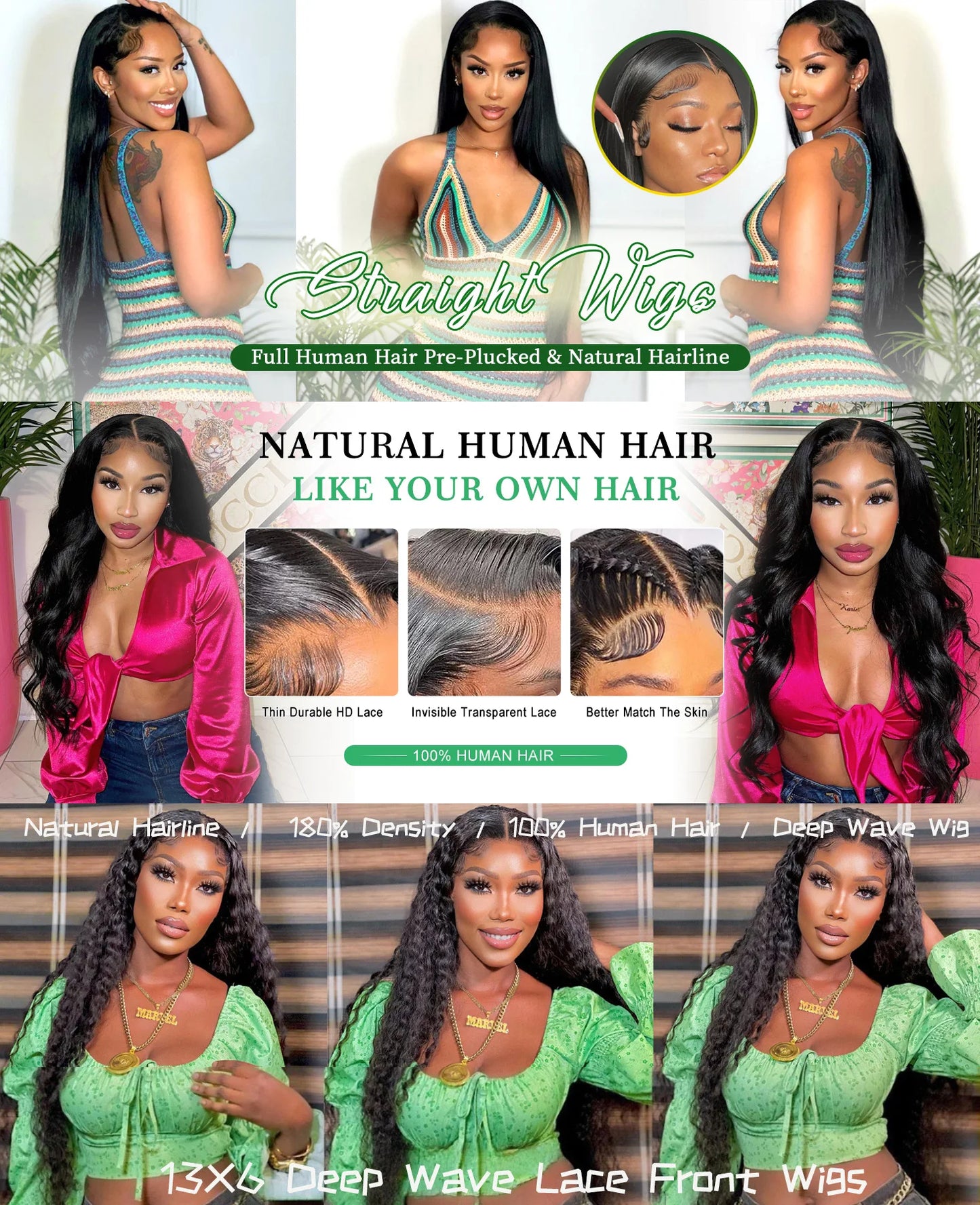 13x4 13x6 Full HD Lace Front Human Hair Wigs Straight 360 Transparent Lace Frontal Wigs Pre Plucked 4x4 Pre-Cut Lace Closure Wig