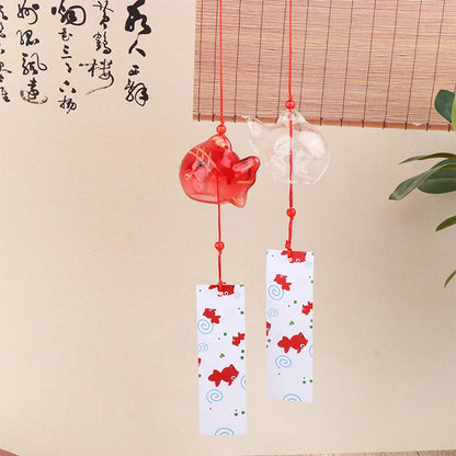 1PC Wind Chime Japanese Glass Bell Bells Style Goldfish Garden Hanging Outdoor Decor Pendant Furin Decorative Fish Ornament