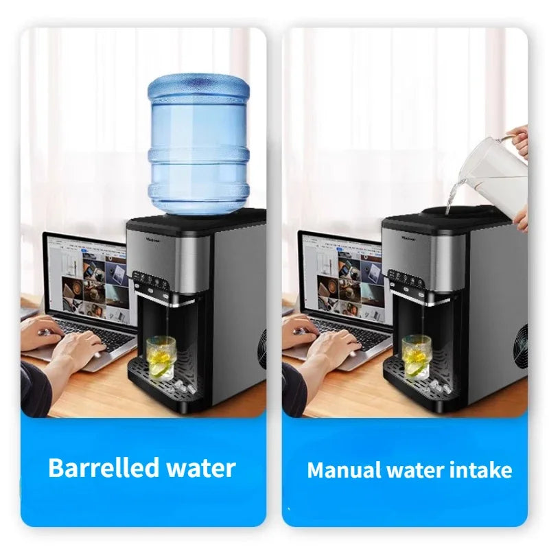 220V Quick Ice Maker Machine Commercial Home Use Cold and Hot Water Dispenser Small Vertical Ice Cube Maker Machine Cocina