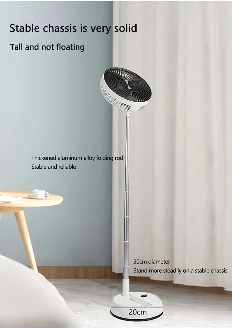 Portable Folding Fan 6000mAh USB Remote Control Air Cooler Silent Rechargeable Wireless Floor Standing Fan For Outdoor Home