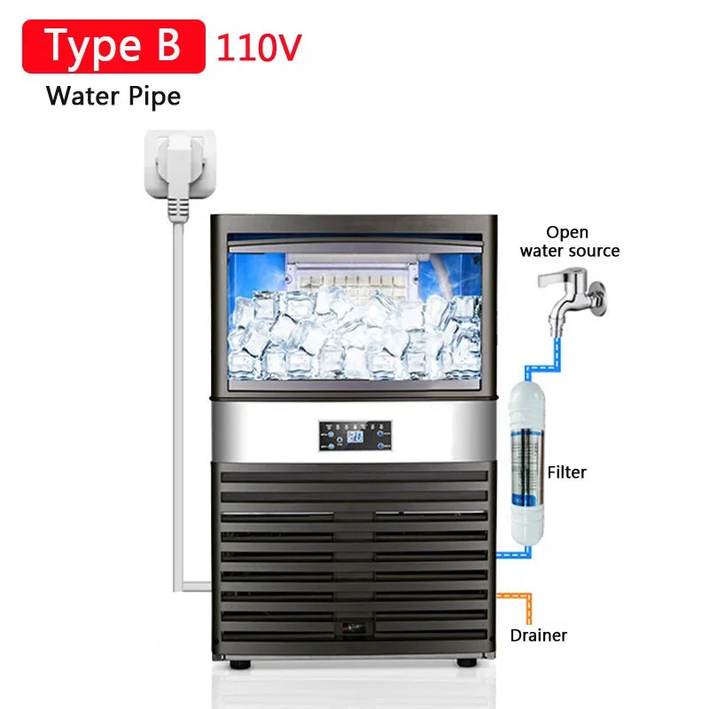 100kg Hot Ice Maker Machine for Bar Coffee Shop Milk Tea Room SK-80FA Commercial Ice Cube Making Machine 110V 220V