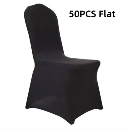 Universal Wedding Chair Covers, Full Seat Slipcovers, Black, White, Strong Spandex, Restaurant, Cafe, 50-100Pcs