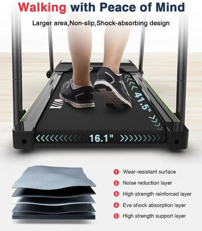 Walking Treadmill with Long Handrail for Balance, Recovery Fitness Exercise Machine Foldable for home use with Holder for Phone