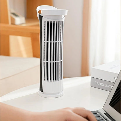 USB Desk Standing Fan Electric Bladeless Fan with LED Lights USB Rechargeable Cooling Fan for Office Home Table Bedroom