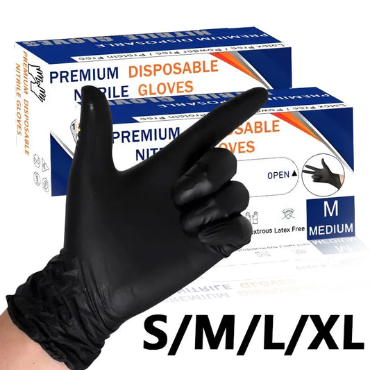 50/100PCS Black Nitrile Gloves Powder Free Waterproof Disposable Gloves for Household Cleaning Food Handling Cleaning Tools