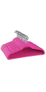 ZOBER Velvet Hangers 50 Pack - Heavy Duty Pink Hangers for Coats, Pants & Dress Clothes - Non Slip Clothes