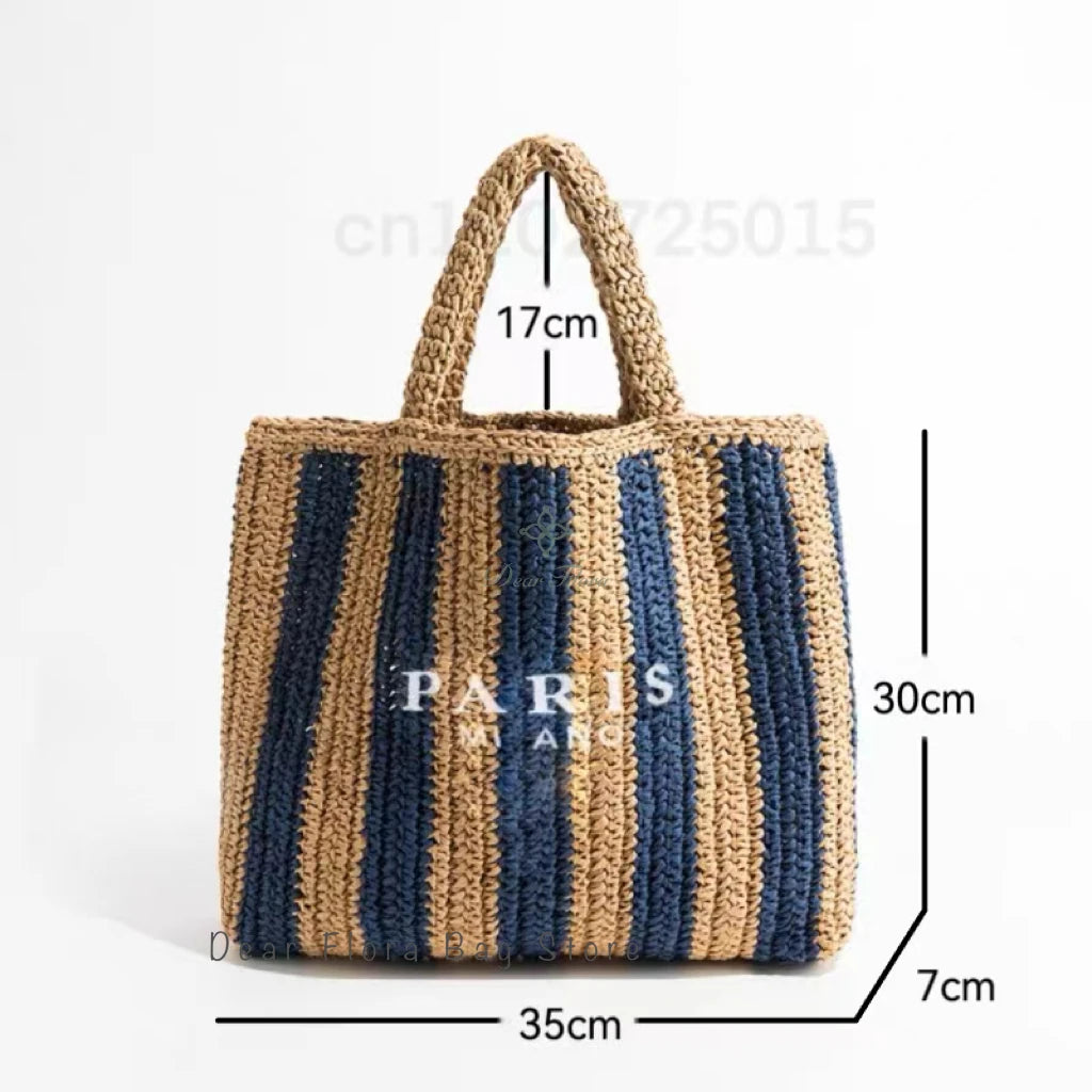 Women Summer Beach Vacation Fashion Straw Knitting Shoulder Bag Hollow Out Handwoven Handbag Portable Large Capacity Casual Tote