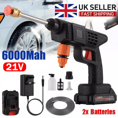 30BAR Cordless High Pressure Car Wash Washer Gun Foam Generator Water Gun Spray Cleaner Car Washing Machine With 2 batteries