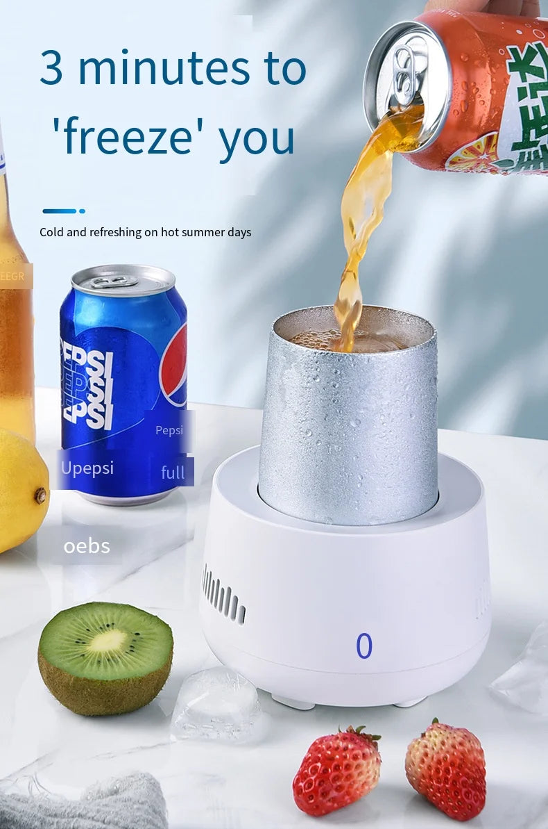 USB Mini Refrigerator Beverage Fast Cooler Cup Beer Bottle Can Water Soda Drinks Cooling Mug Ice Car Home Refrigeration Cup