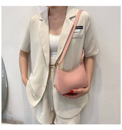 Women's Bag 2022 Trend Handbags Female Handbags Retro Solid Color PU Leather Shoulder Underarm Bag Ladies Shopper Hobos Bag