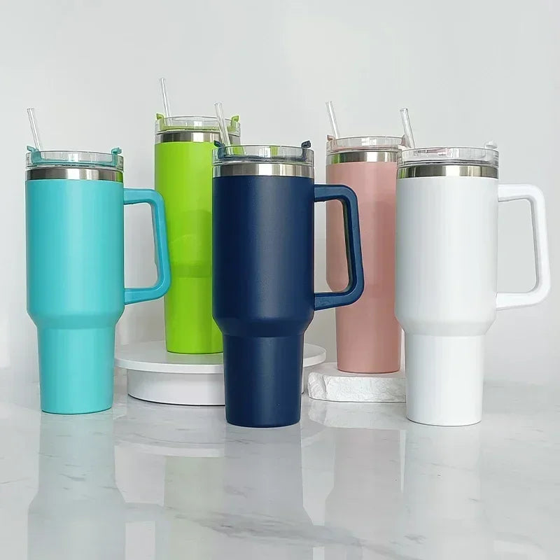 40oz Mug Tumbler With Handle Insulated Tumbler With Lids Straw Stainless Steel Coffee Tumbler Termos Cup for Travel Thermal Mug