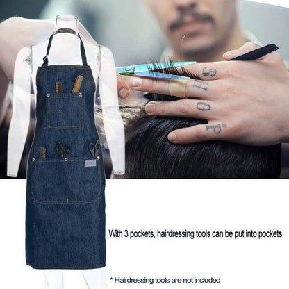 1-5PCS Barber Denim Apron Household Oil-proof Apron Adjustable Neckband Waistline Apron With Tool Pocket For Home Kitchen Barber