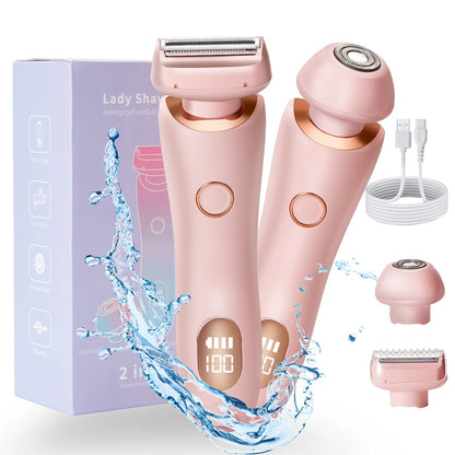 Electric Razors for Women 2 In 1 Bikini Trimmer Face Shavers Hair Removal for Underarms Legs Ladies Body Trimmer IPX7 Waterproof