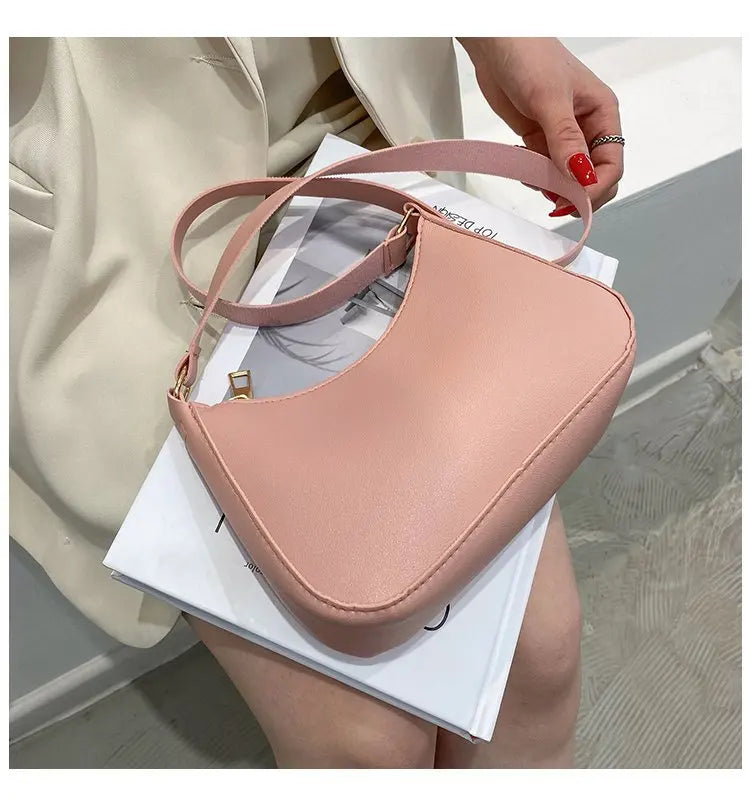 Women's Bag 2022 Trend Handbags Female Handbags Retro Solid Color PU Leather Shoulder Underarm Bag Ladies Shopper Hobos Bag